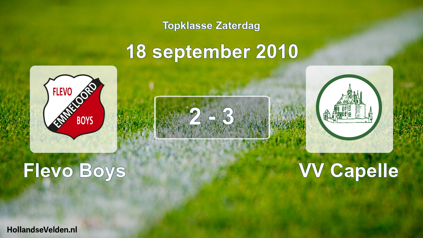 Total number of matches played: Flevo Boys - VV Capelle 2 - 3 (18 September 2010)