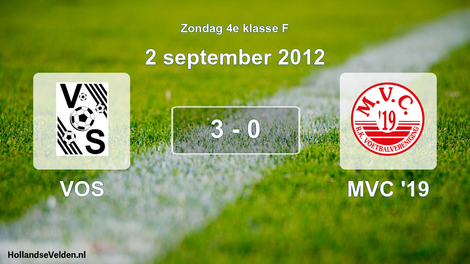 Total number of matches played: VOS - MVC '19 3 - 0 (2 September 2012)