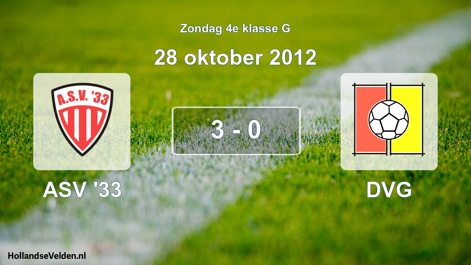 Total number of matches played: ASV '33 - DVG 3 - 0 (28 October 2012)