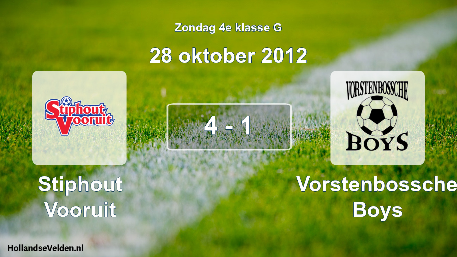 Total number of matches played: Stiphout Vooruit - Vorstenbossche Boys 4 - 1 (28 October 2012)