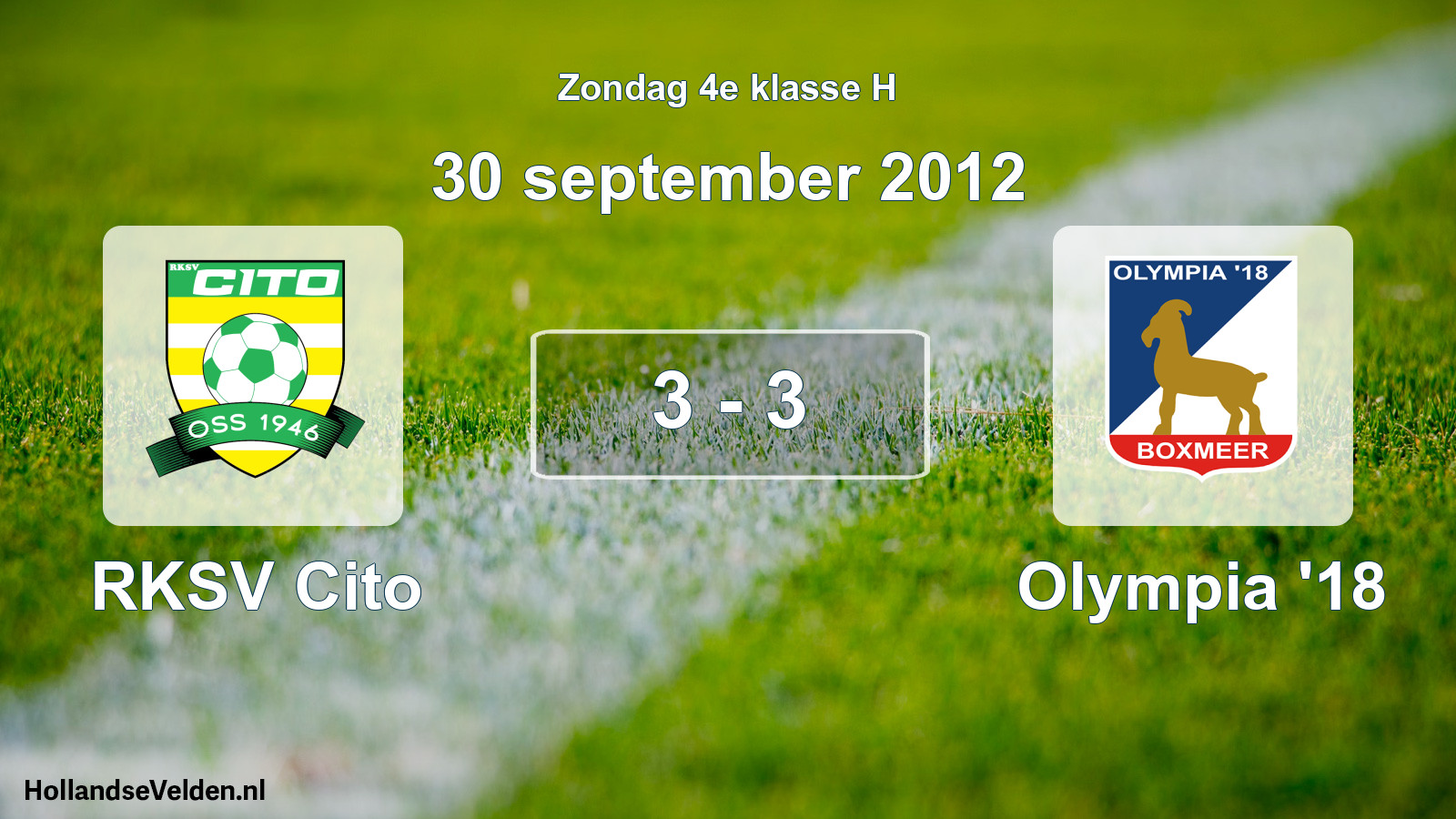 Total number of matches played: RKSV Cito - Olympia '18 3 - 3 (30 September 2012)