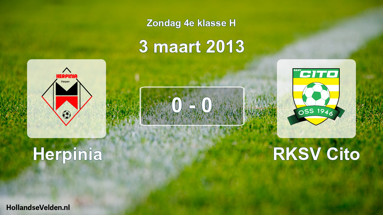 Total number of matches played: Herpinia - RKSV Cito 0 - 0 (3 March 2013)