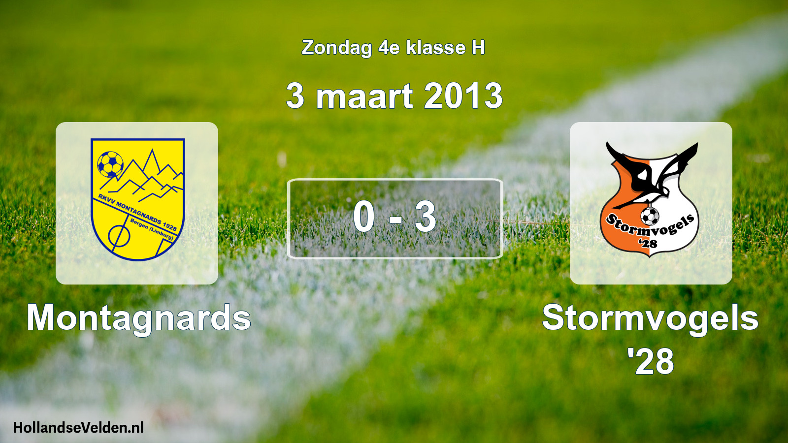 Total number of matches played: Montagnards - Stormvogels '28 0 - 3 (3 March 2013)