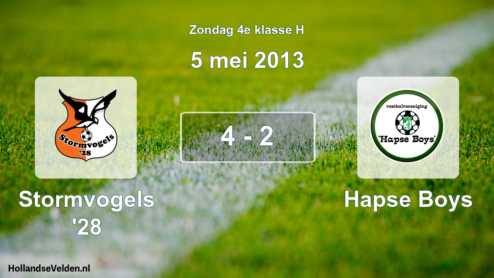 Total number of matches played: Stormvogels '28 - Hapse Boys 4 - 2 (5 May 2013)