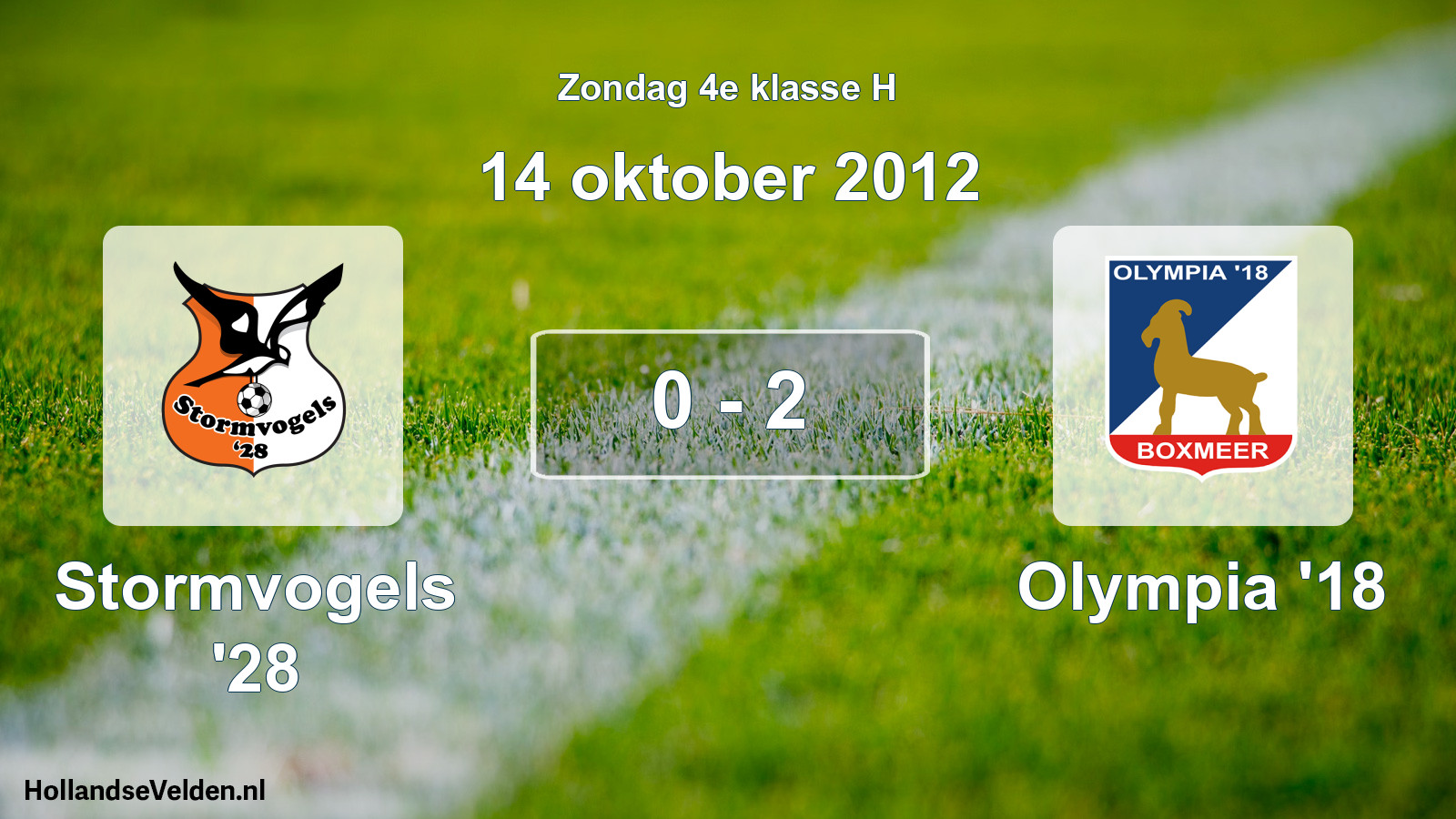 Total number of matches played: Stormvogels '28 - Olympia '18 0 - 2 (14 October 2012)