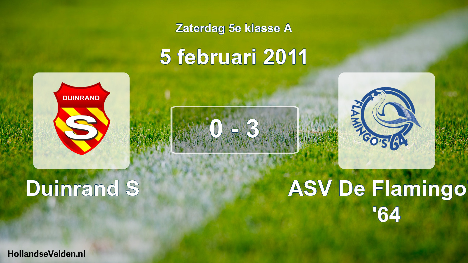 Gespeelde wedstrijd: Duinrand S - ASV De Flamingo's '64 0 - 3 (5 februari 2011)