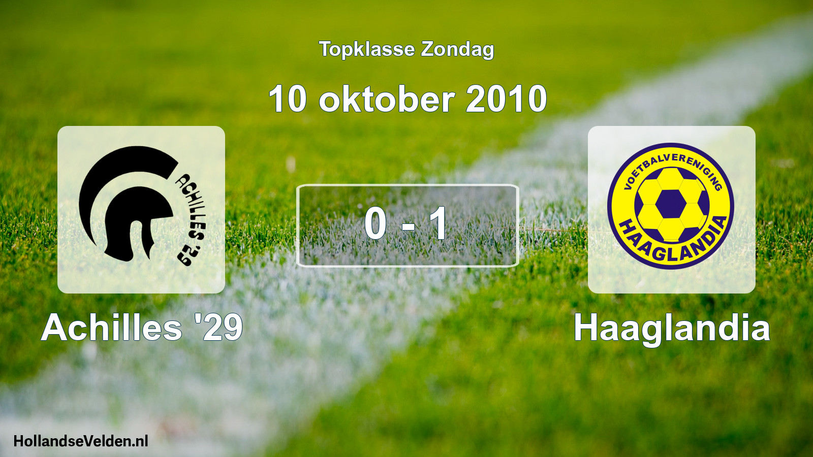 Total number of matches played: Achilles '29 - Haaglandia 0 - 1 (10 October 2010)