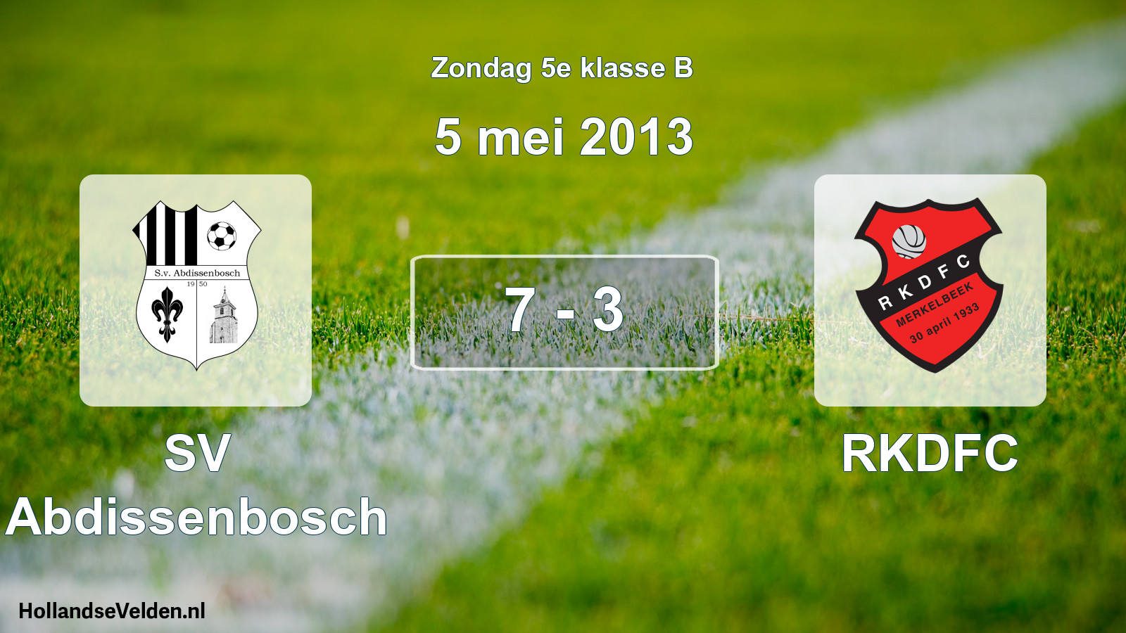 Total number of matches played: SV Abdissenbosch - RKDFC 7 - 3 (5 May 2013)