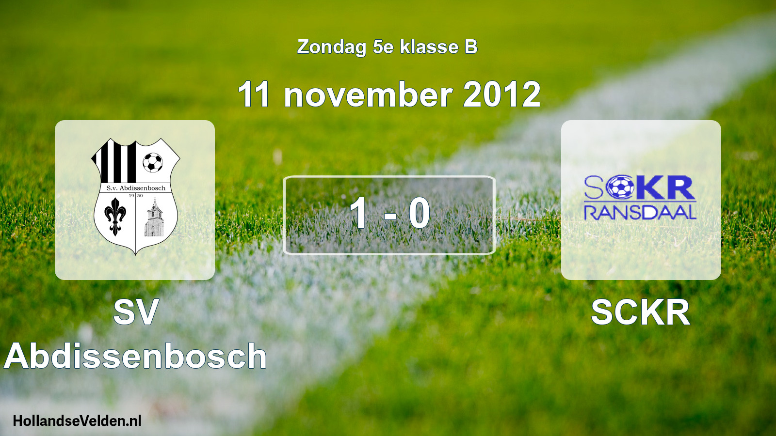Total number of matches played: SV Abdissenbosch - SCKR 1 - 0 (11 November 2012)