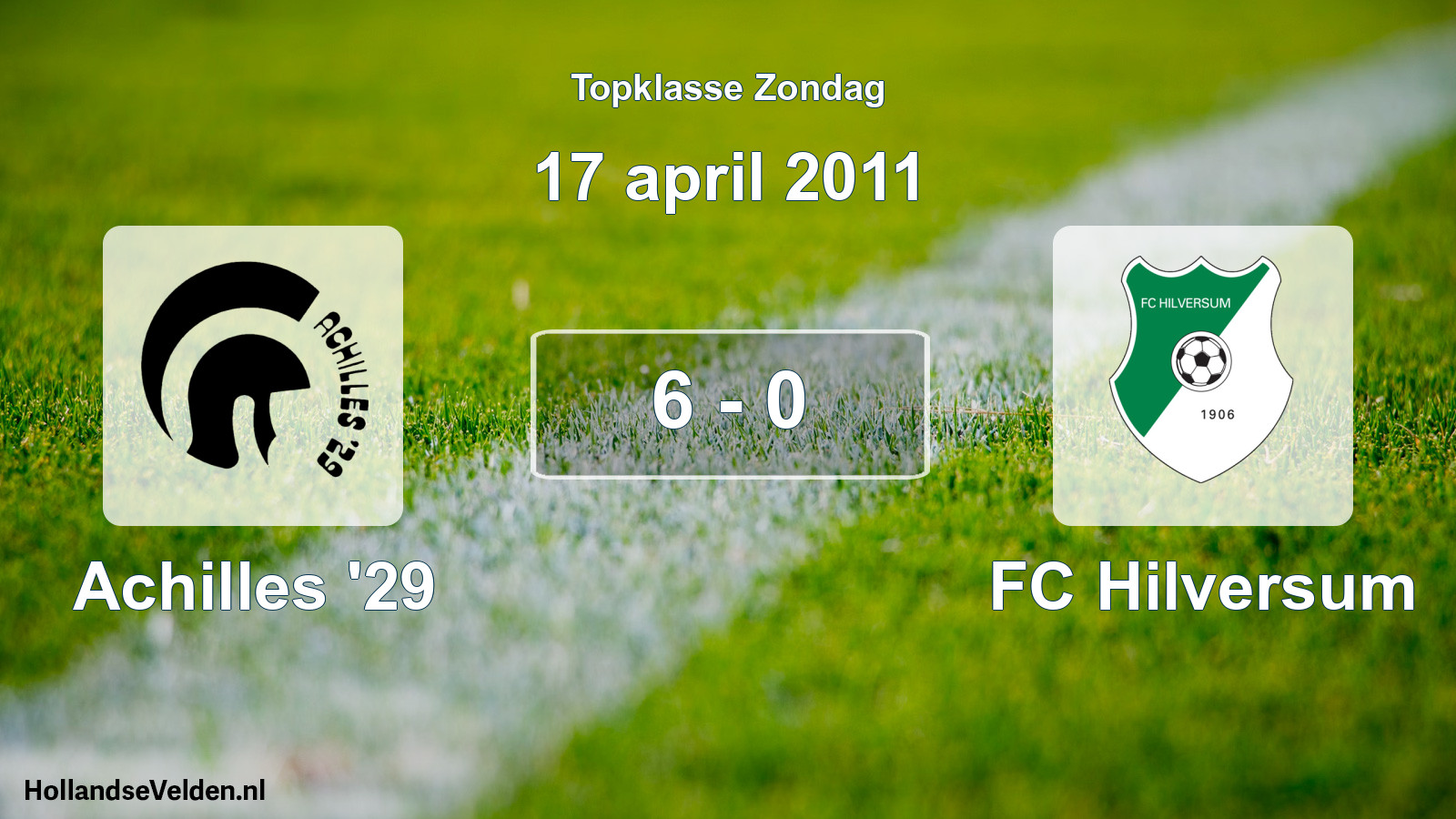 Total number of matches played: Achilles '29 - FC Hilversum 6 - 0 (17 April 2011)