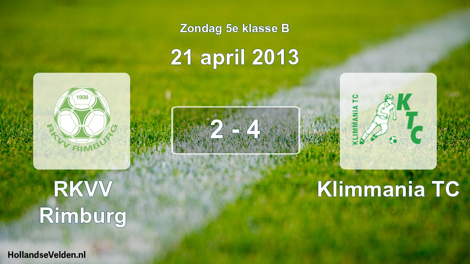 Total number of matches played: RKVV Rimburg - Klimmania TC 2 - 4 (21 April 2013)