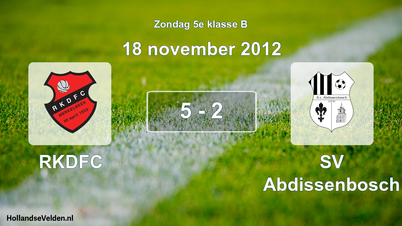 Total number of matches played: RKDFC - SV Abdissenbosch 5 - 2 (18 November 2012)