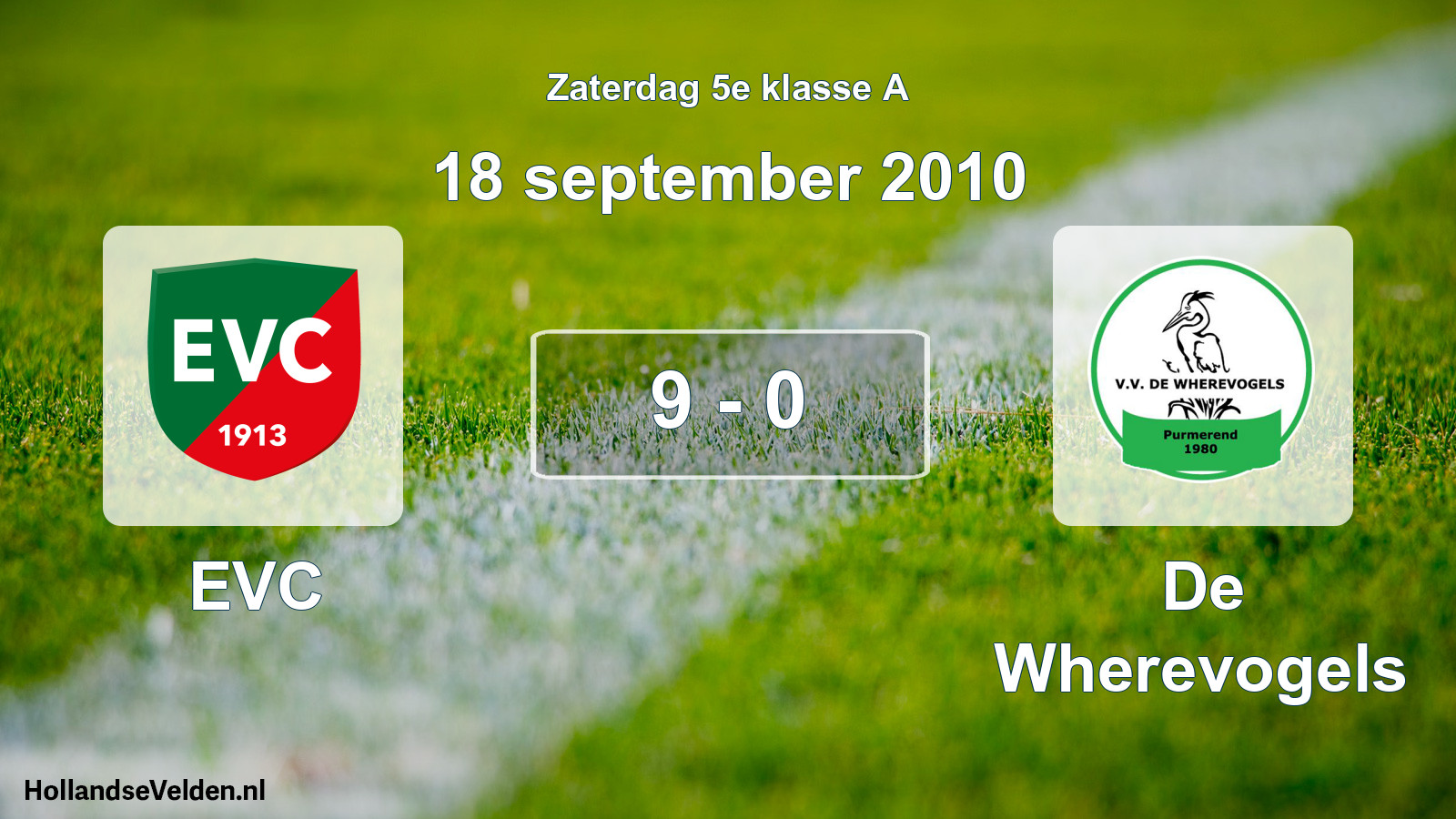 Gespeelde wedstrijd: EVC - De Wherevogels 9 - 0 (18 september 2010)