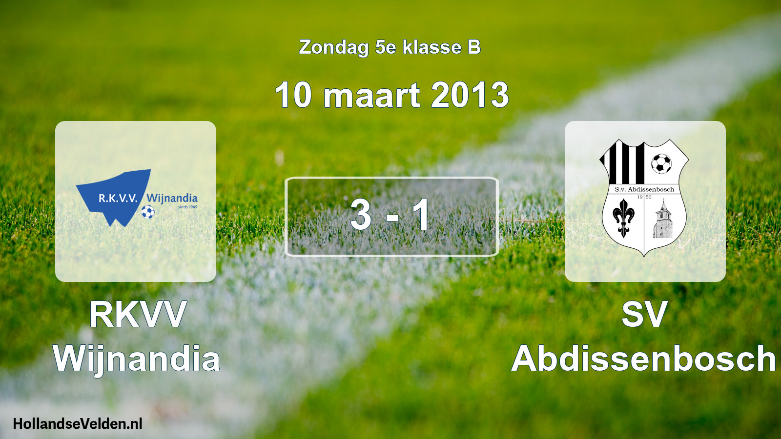 Total number of matches played: RKVV Wijnandia - SV Abdissenbosch 3 - 1 (10 March 2013)