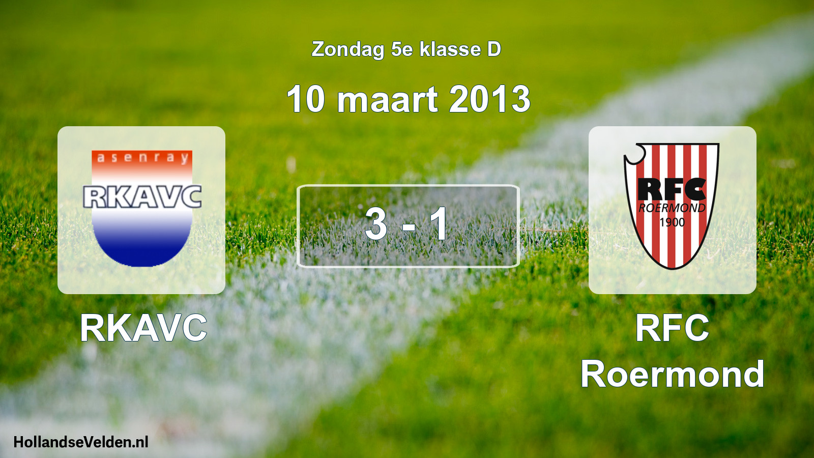 Total number of matches played: RKAVC - RFC Roermond 3 - 1 (10 March 2013)