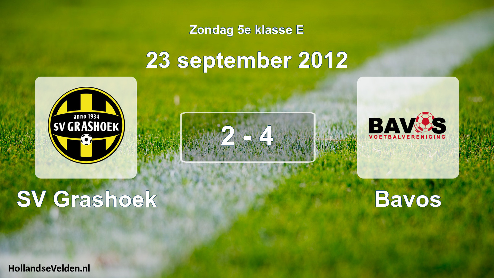Total number of matches played: SV Grashoek - Bavos 2 - 4 (23 September 2012)