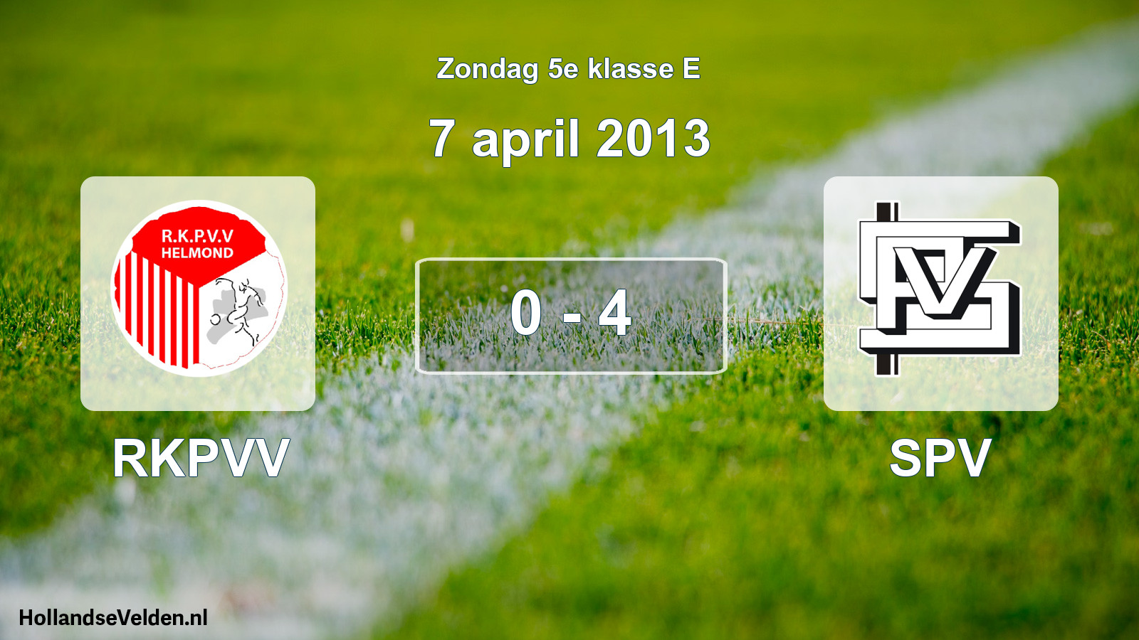 Total number of matches played: RKPVV - SPV 0 - 4 (7 April 2013)