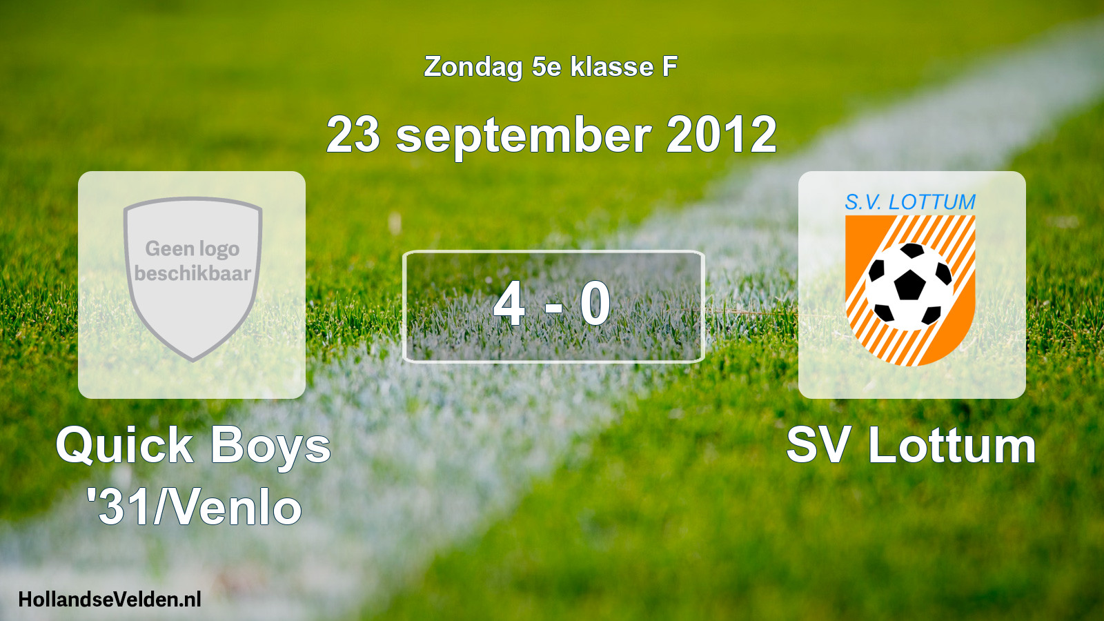 Total number of matches played: Quick Boys '31/Venlo - SV Lottum 4 - 0 (23 September 2012)