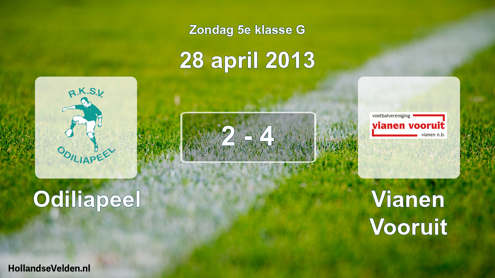 Total number of matches played: Odiliapeel - Vianen Vooruit 2 - 4 (28 April 2013)