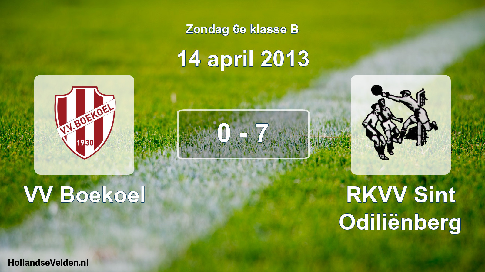 Total number of matches played: VV Boekoel - RKVV Sint Odiliënberg 0 - 7 (14 April 2013)