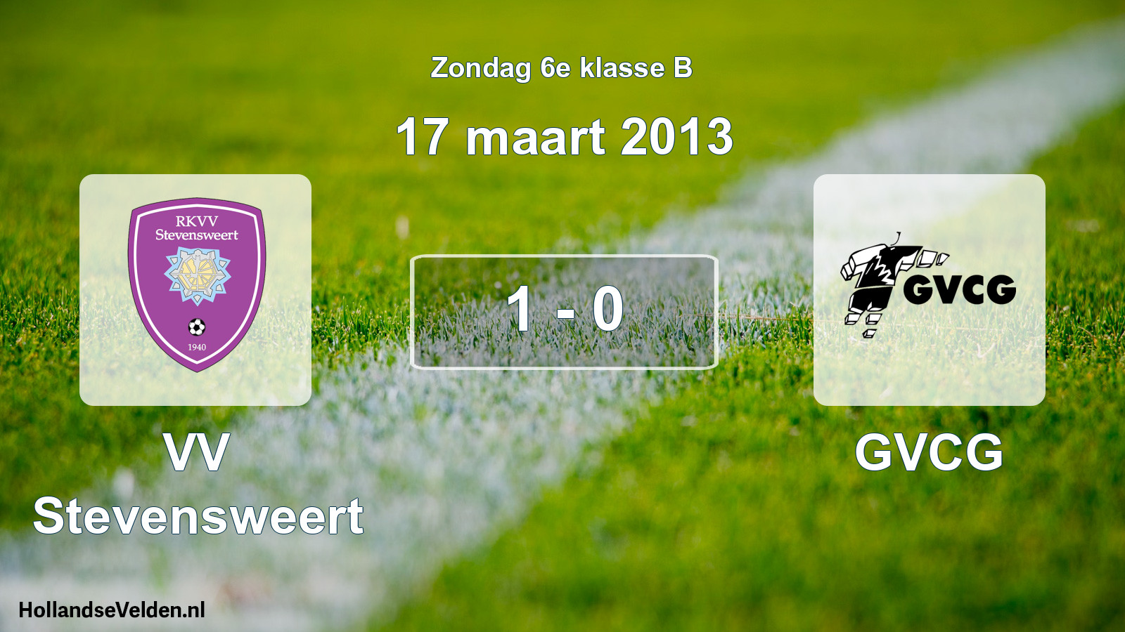 Total number of matches played: VV Stevensweert - GVCG 1 - 0 (17 March 2013)