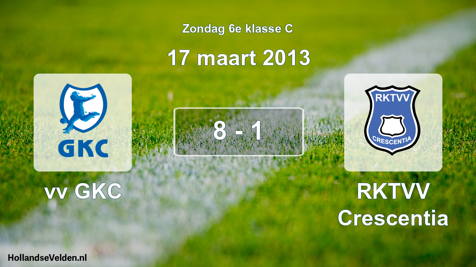 Total number of matches played: vv GKC - RKTVV Crescentia 8 - 1 (17 March 2013)