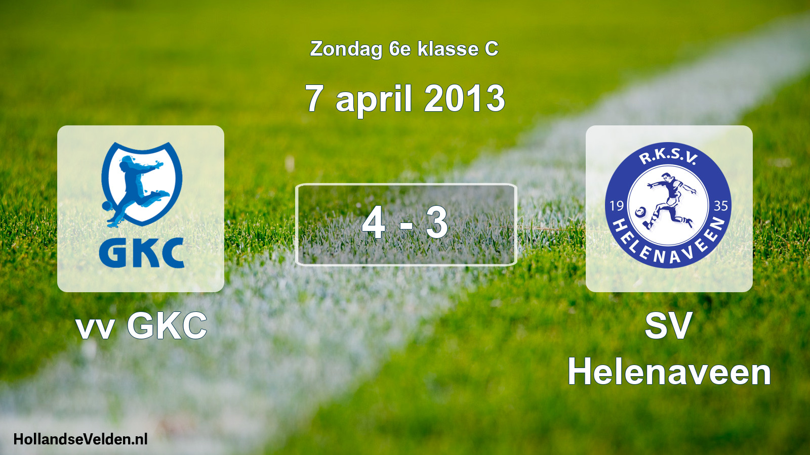Total number of matches played: vv GKC - SV Helenaveen 4 - 3 (7 April 2013)