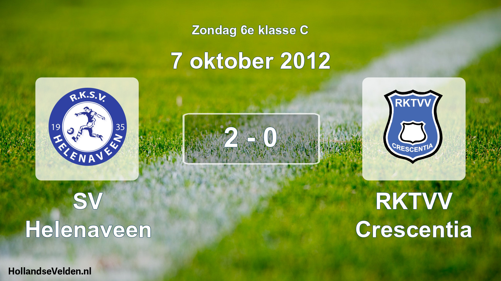 Total number of matches played: SV Helenaveen - RKTVV Crescentia 2 - 0 (7 October 2012)