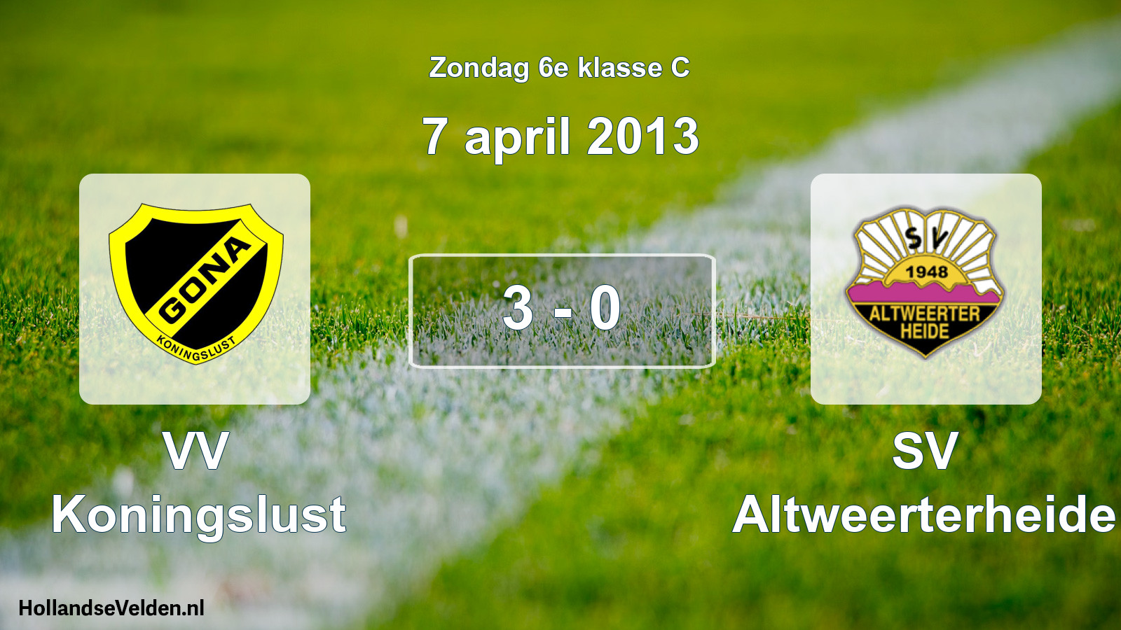 Total number of matches played: VV Koningslust - SV Altweerterheide 3 - 0 (7 April 2013)
