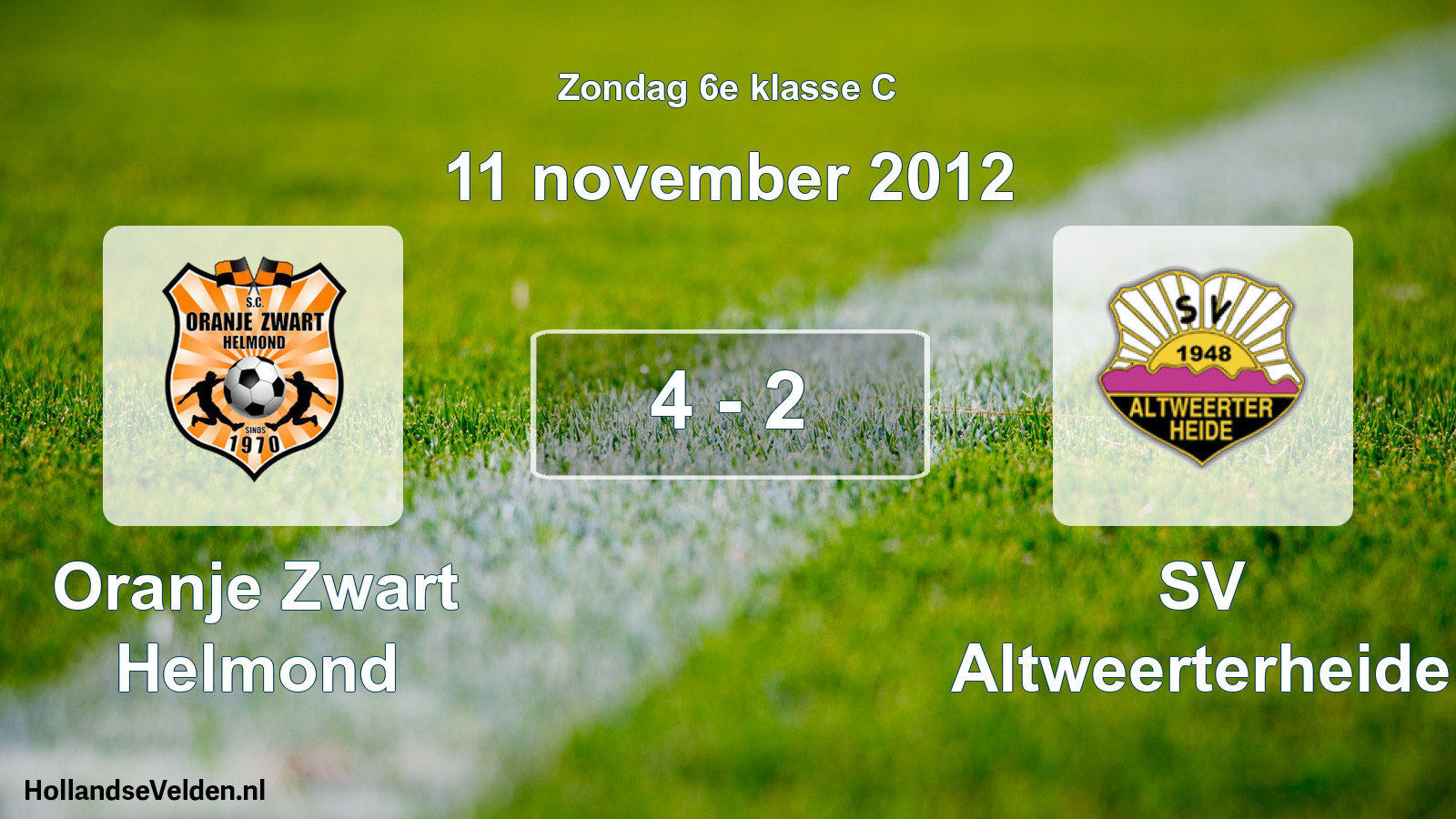 Total number of matches played: Oranje Zwart Helmond - SV Altweerterheide 4 - 2 (11 November 2012)