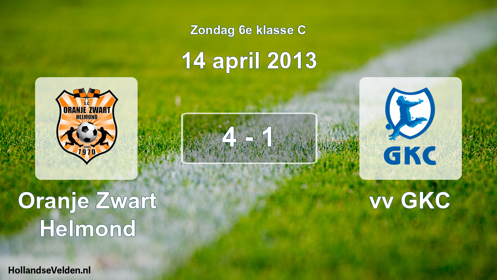 Total number of matches played: Oranje Zwart Helmond - vv GKC 4 - 1 (14 April 2013)