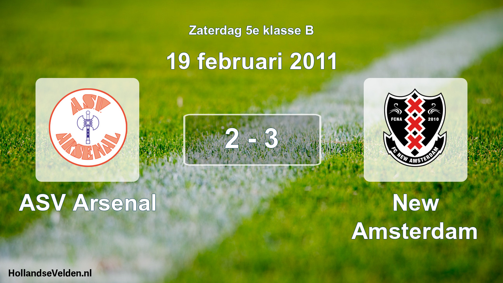 Total number of matches played: ASV Arsenal - New Amsterdam 2 - 3 (19 February 2011)