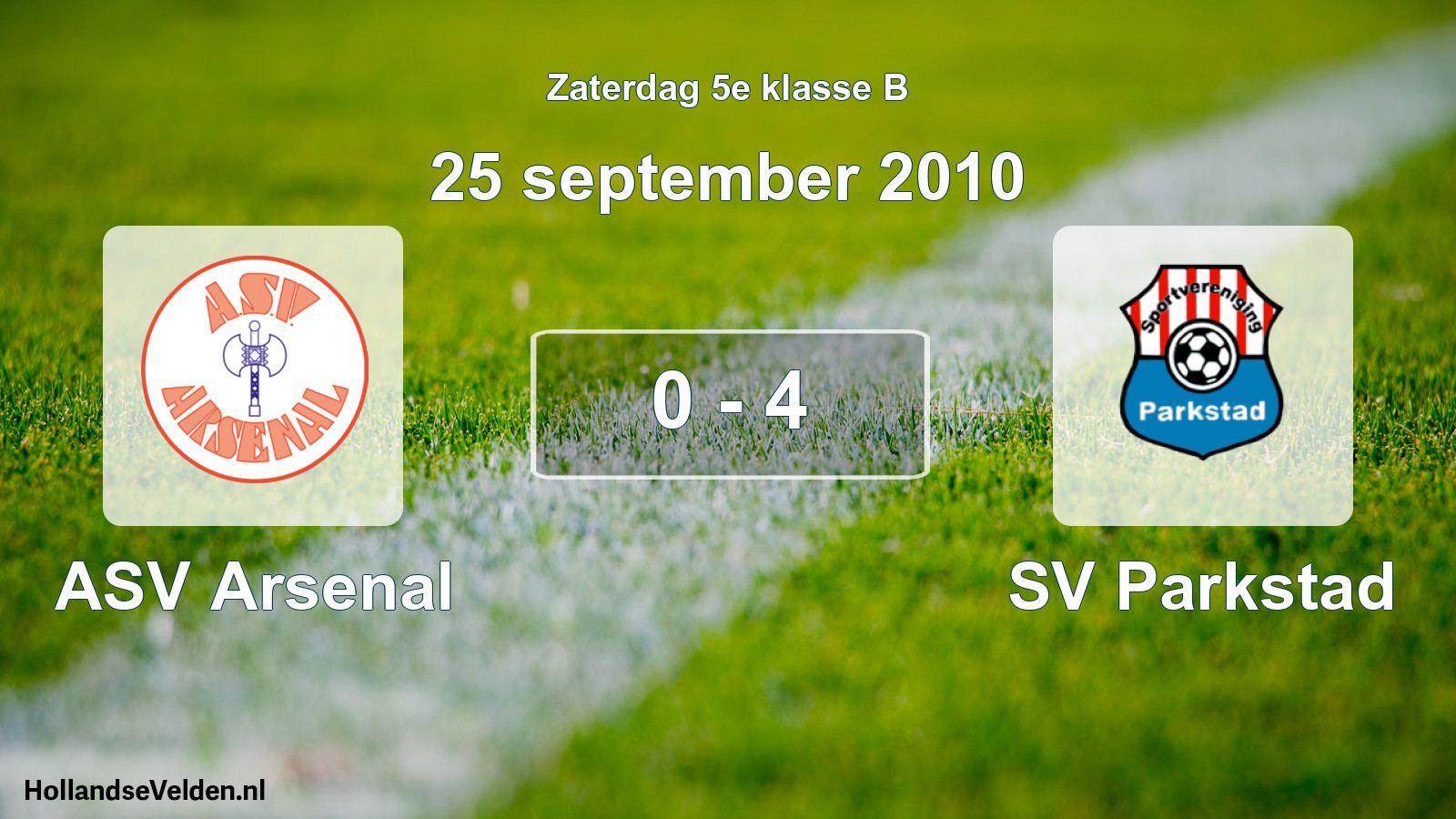 Gespeelde wedstrijd: ASV Arsenal - SV Parkstad 0 - 4 (25 september 2010)