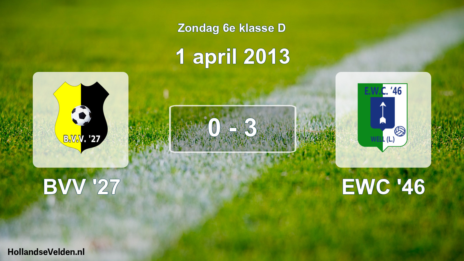 Total number of matches played: BVV '27 - EWC '46 0 - 3 (1 April 2013)