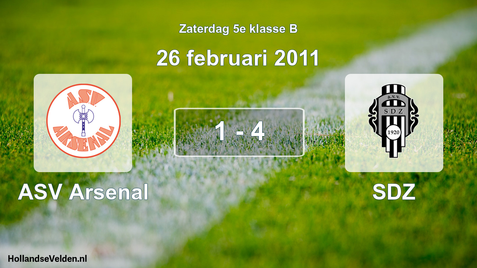 Total number of matches played: ASV Arsenal - SDZ 1 - 4 (26 February 2011)