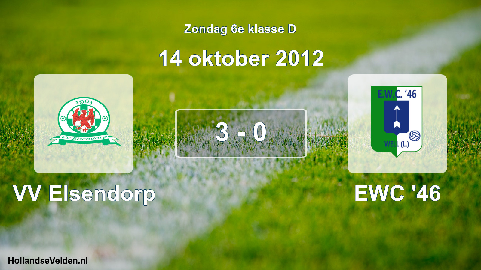 Total number of matches played: VV Elsendorp - EWC '46 3 - 0 (14 October 2012)