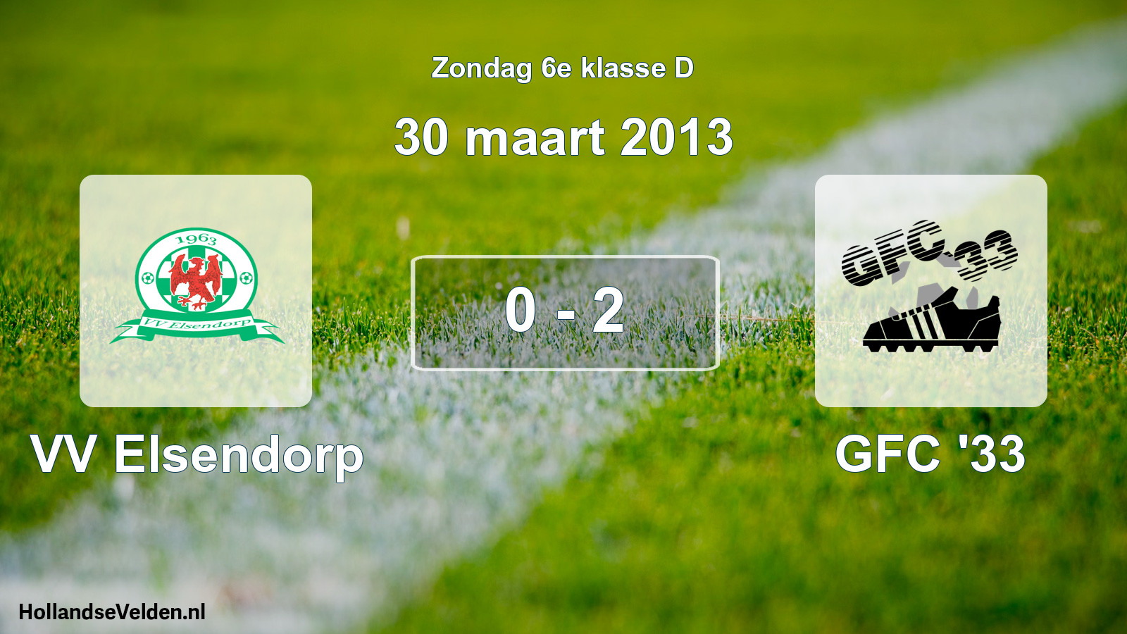 Total number of matches played: VV Elsendorp - GFC '33 0 - 2 (30 March 2013)