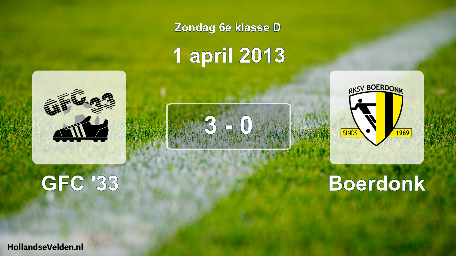 Total number of matches played: GFC '33 - Boerdonk 3 - 0 (1 April 2013)