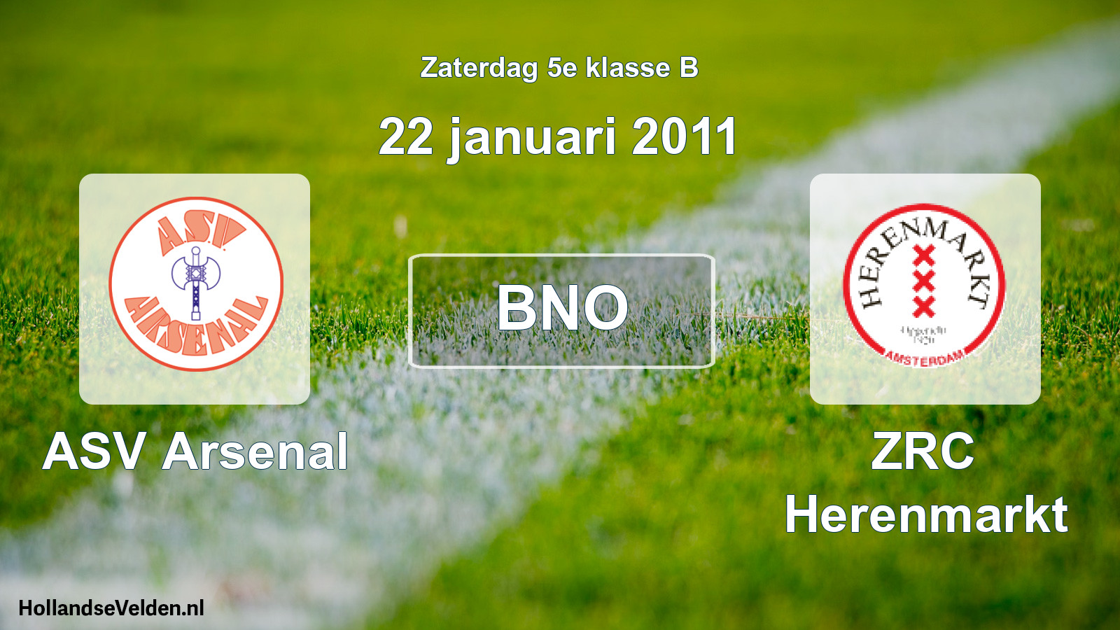 Geplande wedstrijd: ASV Arsenal - ZRC Herenmarkt (22 januari 2011)