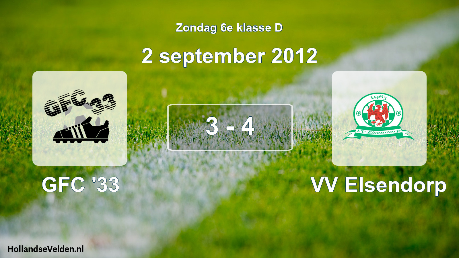 Total number of matches played: GFC '33 - VV Elsendorp 3 - 4 (2 September 2012)