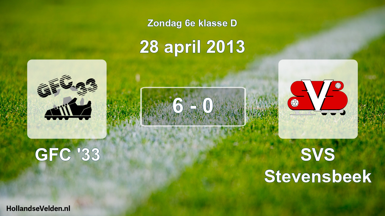 Total number of matches played: GFC '33 - SVS Stevensbeek 6 - 0 (28 April 2013)