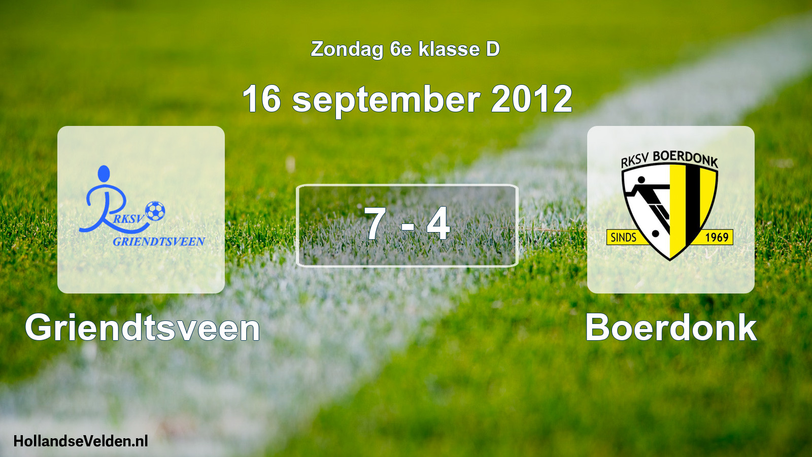 Total number of matches played: Griendtsveen - Boerdonk 7 - 4 (16 September 2012)