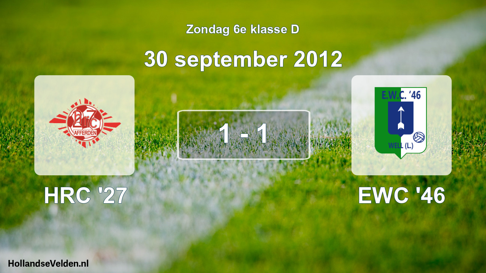Total number of matches played: HRC '27 - EWC '46 1 - 1 (30 September 2012)