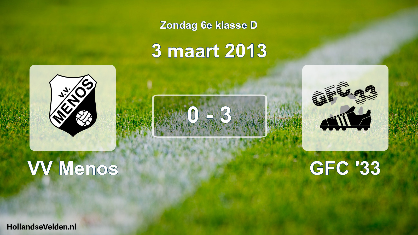 Total number of matches played: VV Menos - GFC '33 0 - 3 (3 March 2013)