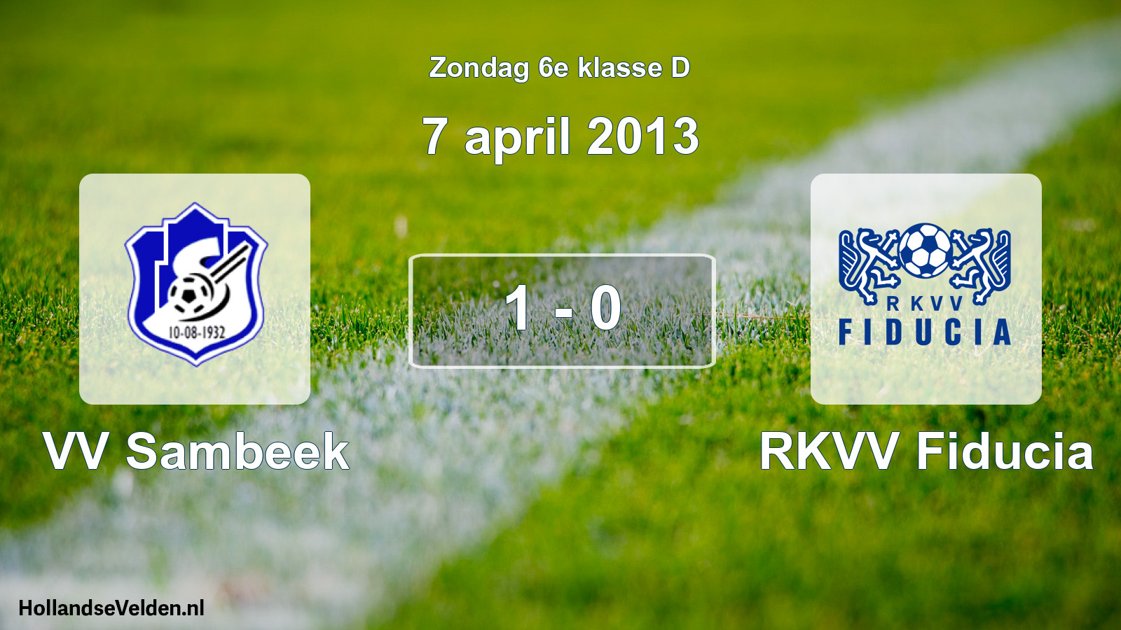 Total number of matches played: VV Sambeek - RKVV Fiducia 1 - 0 (7 April 2013)