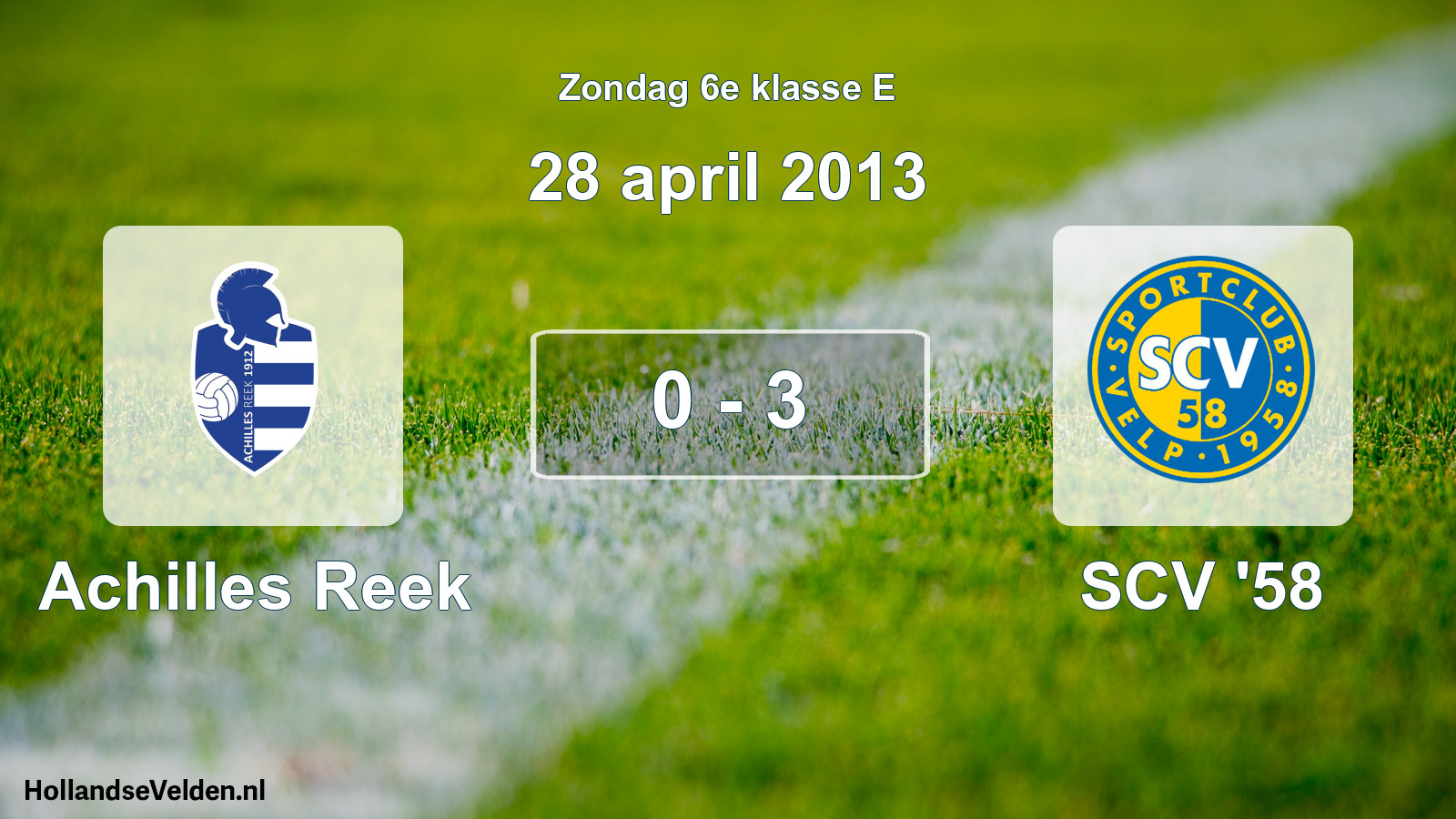 Total number of matches played: Achilles Reek - SCV '58 0 - 3 (28 April 2013)