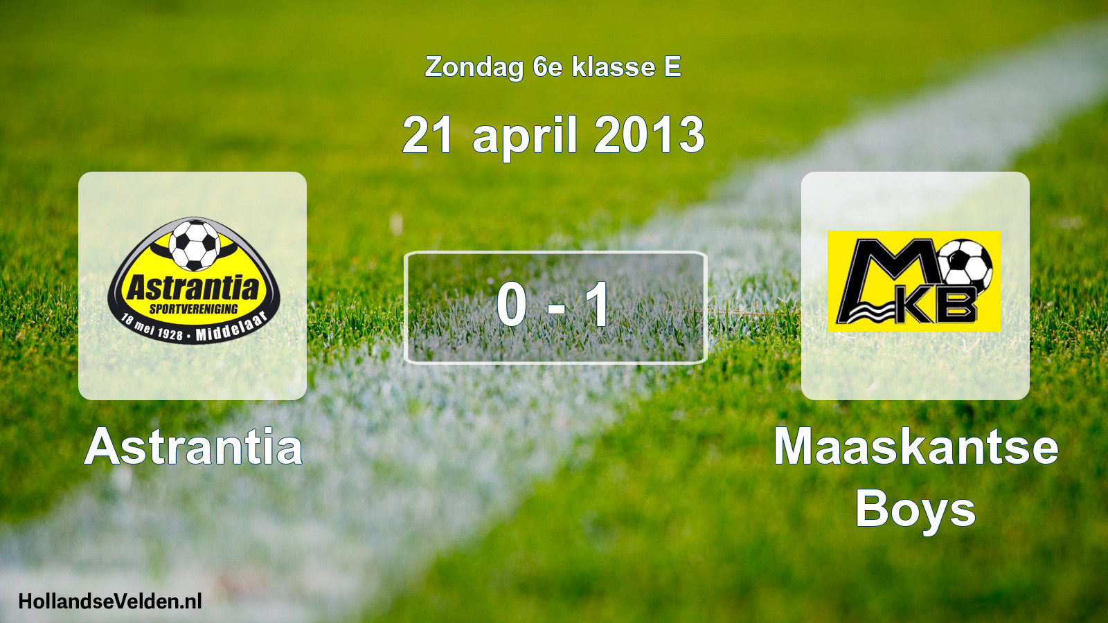 Total number of matches played: Astrantia - Maaskantse Boys 0 - 1 (21 April 2013)