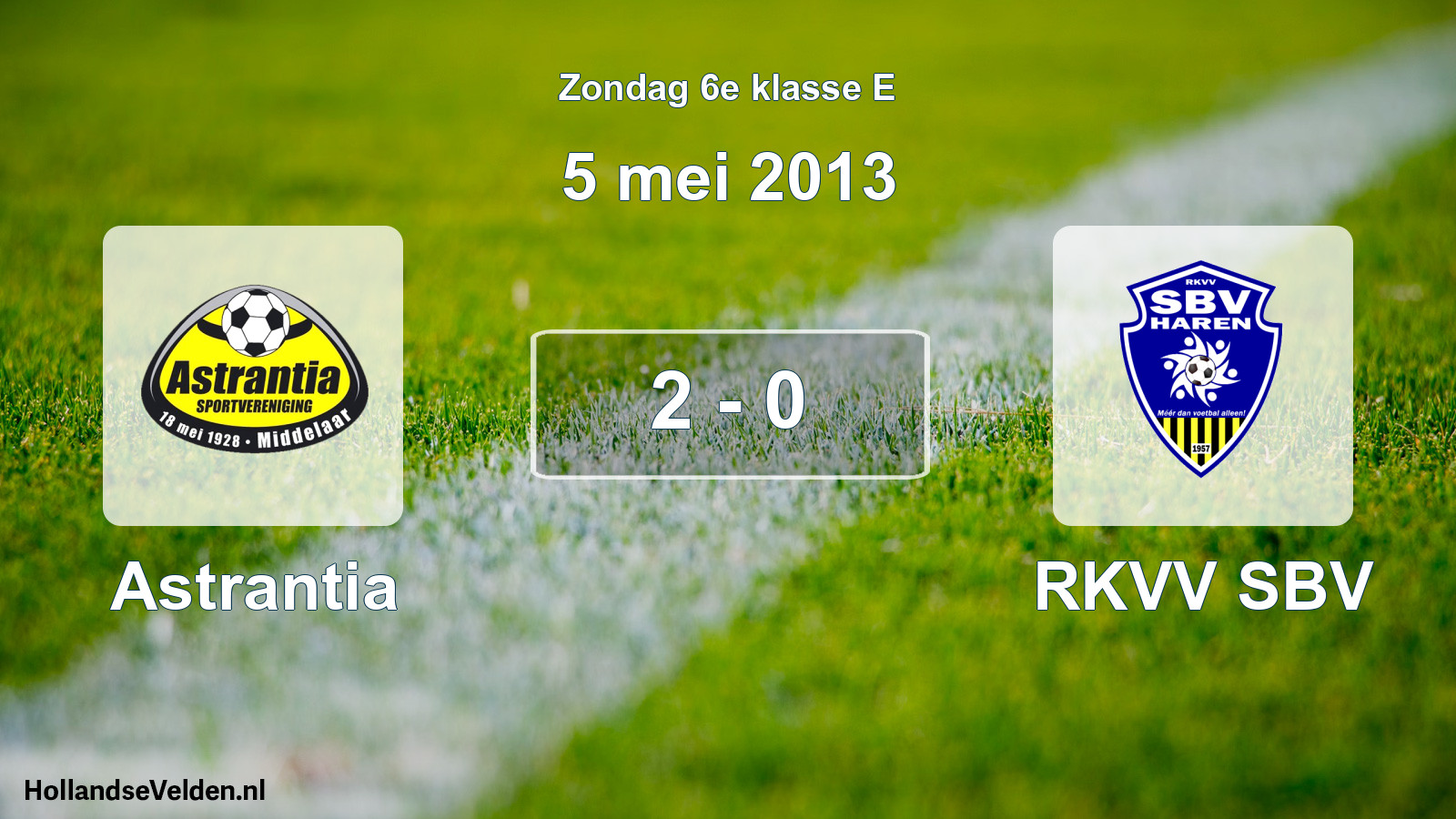 Total number of matches played: Astrantia - RKVV SBV 2 - 0 (5 May 2013)