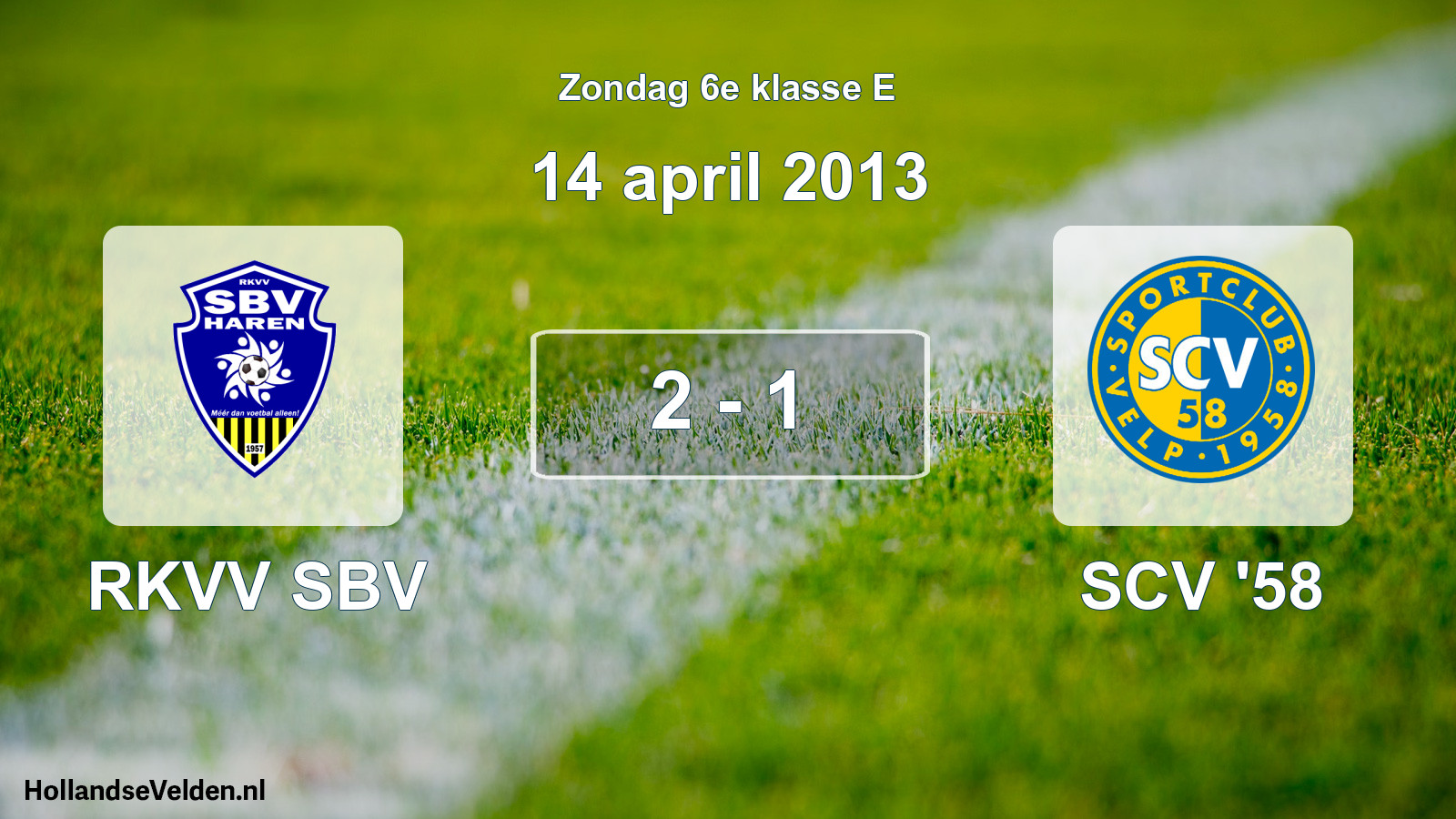 Total number of matches played: RKVV SBV - SCV '58 2 - 1 (14 April 2013)