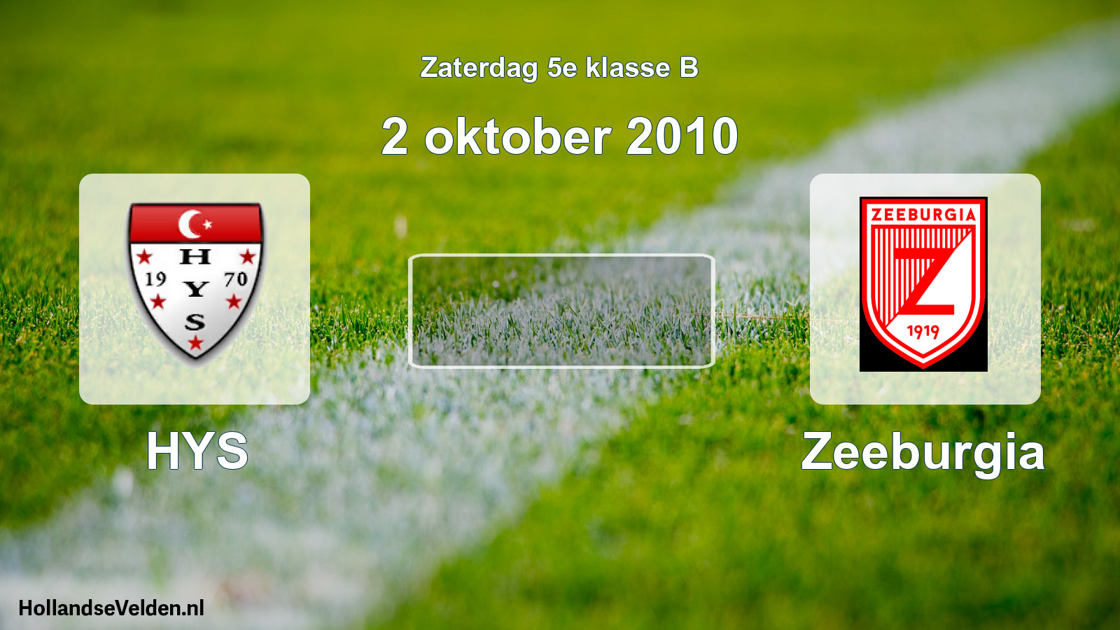 Geplande wedstrijd: HYS - Zeeburgia (2 oktober 2010)